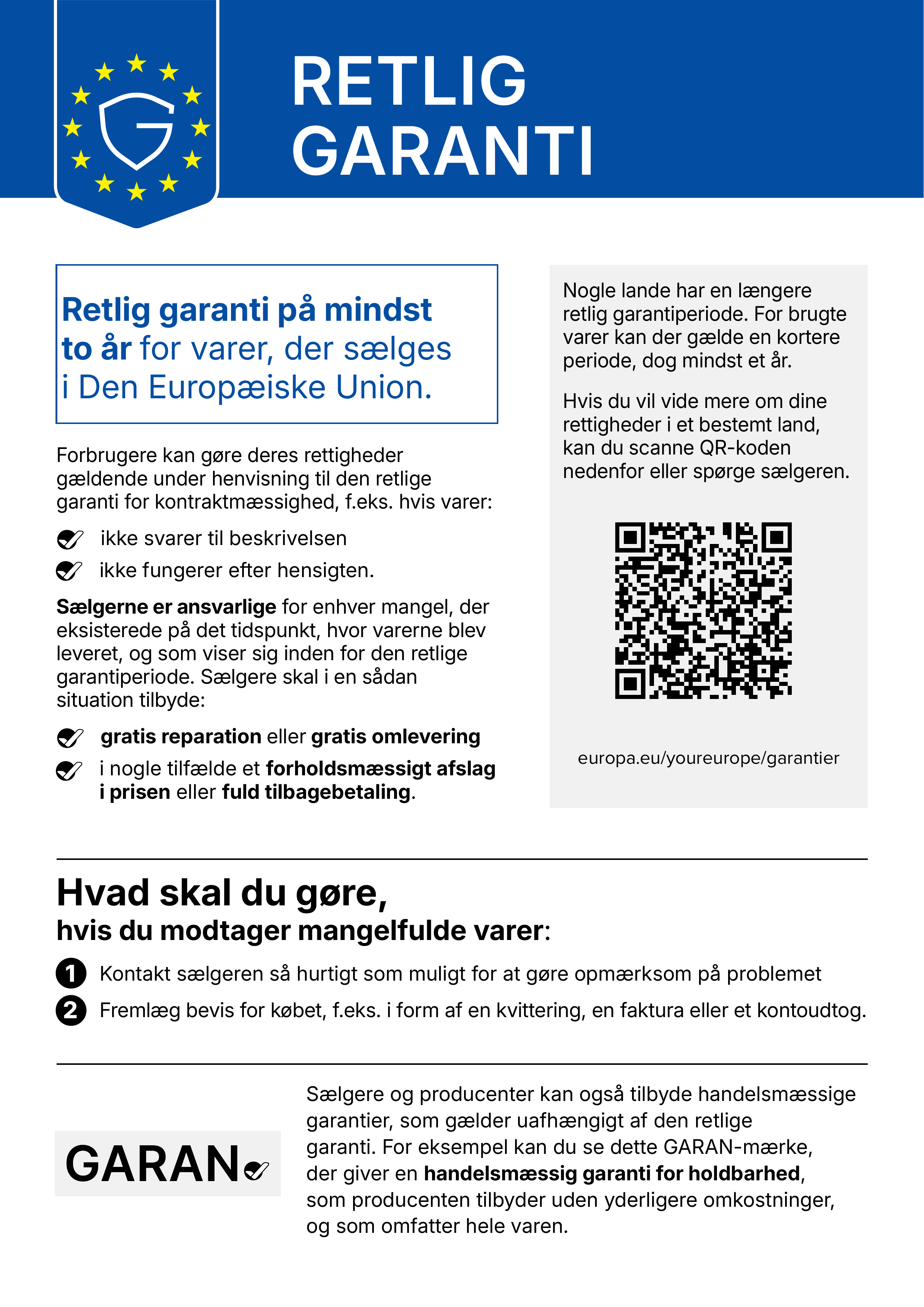Dine lovbestemte garantirettigheder